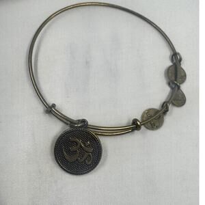Alex and Ani Rafaelian Gold Tone Bracelet With OM Charm Expandable
